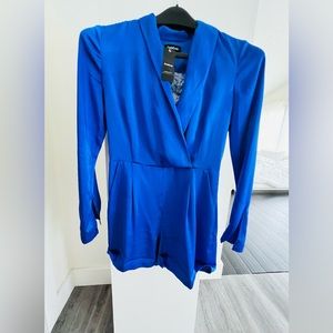 bebe, long sleeve romper, electric blue
